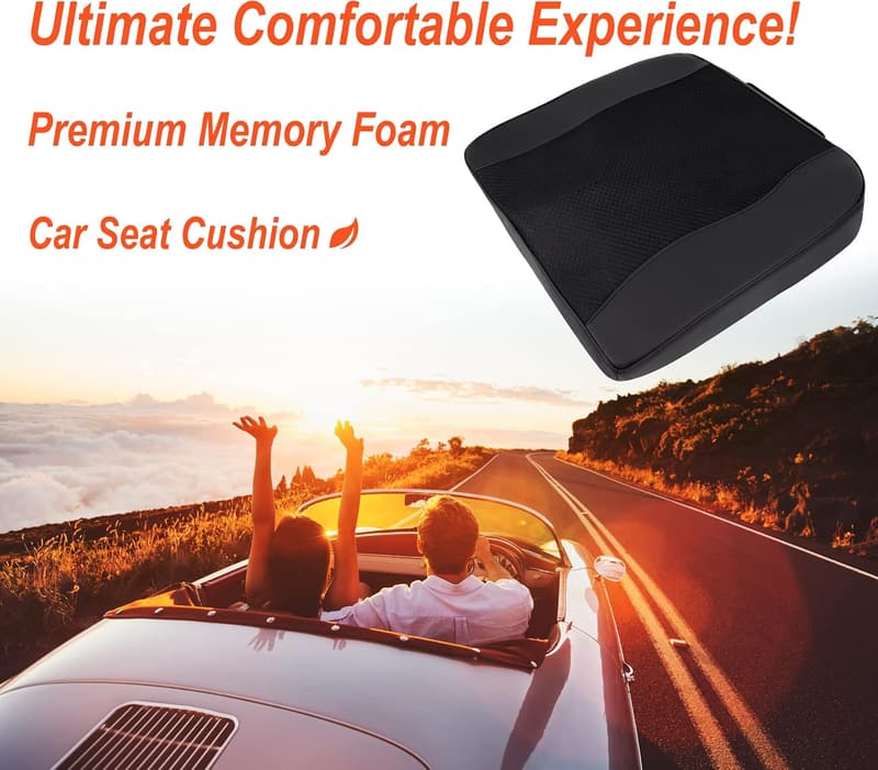 Memory Foam Car Seat Cushion for Sciatica Relief - Black