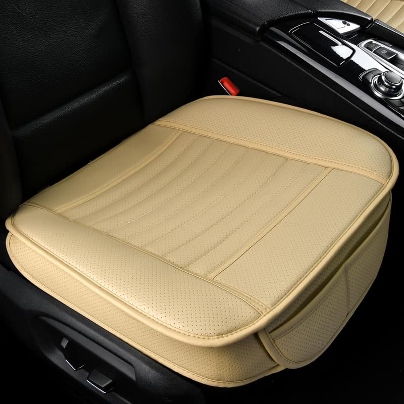 Beige PU Leather Anti-Slip Car Seat Cover Protector