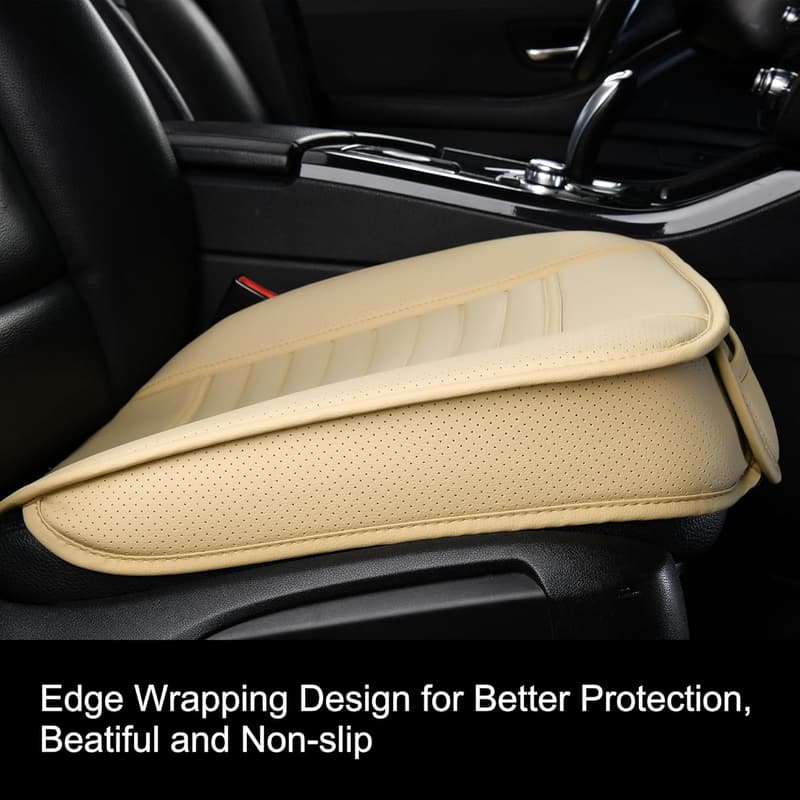 Beige PU Leather Anti-Slip Car Seat Cover Protector