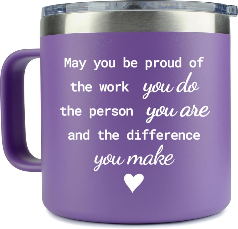 Therapist Appreciation Gift - 14 oz Purple Tumbler for Women