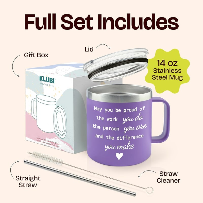 Therapist Appreciation Gift - 14 oz Purple Tumbler for Women