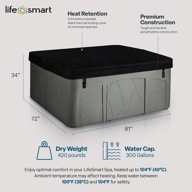 5-Person Outdoor Hot Tub with 28 Jets & LED Lights