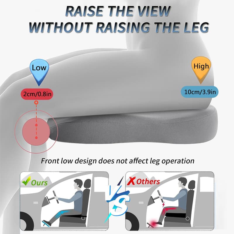 Memory Foam Car Seat Cushion for Adults, Black