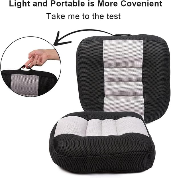 Portable Car Booster Seat Cushion - Breathable Height Lift (Black)