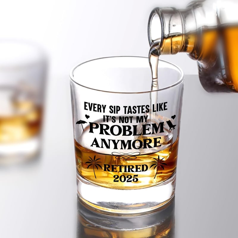 Retirement Gift for Men - Personalized Whiskey Glass