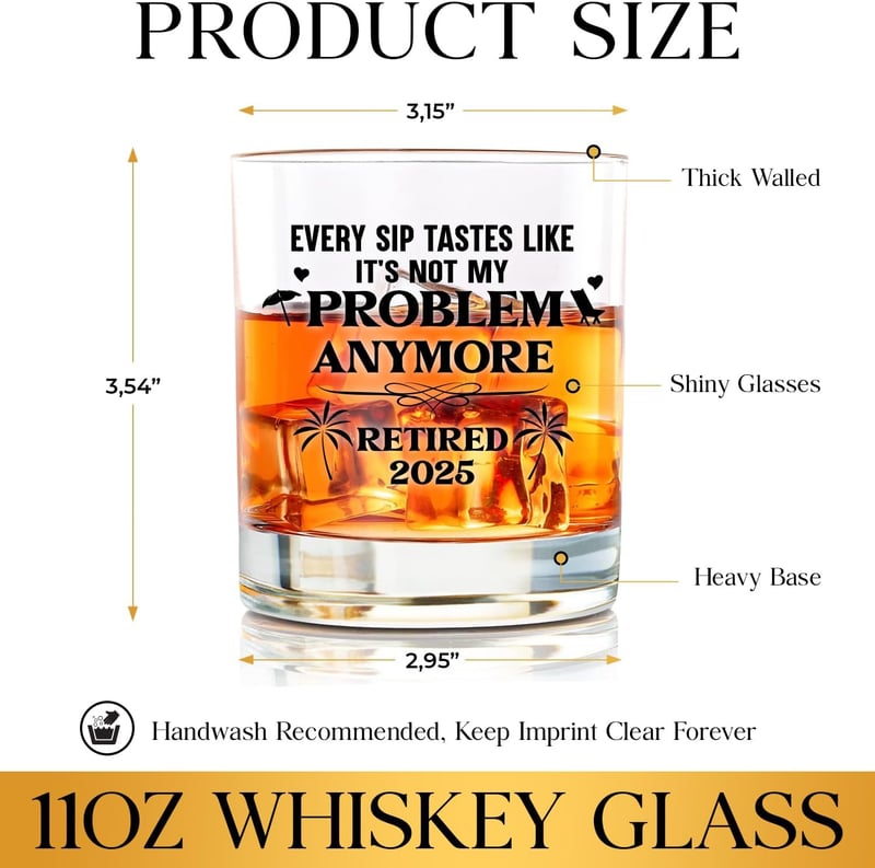 Retirement Gift for Men - Personalized Whiskey Glass
