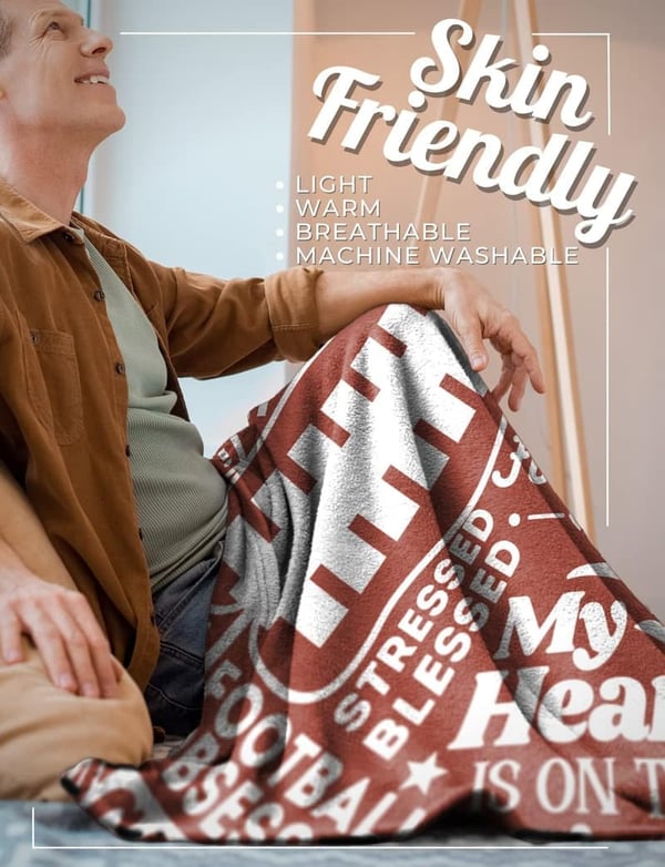 Football Themed Flannel Throw Blanket for Players & Coaches