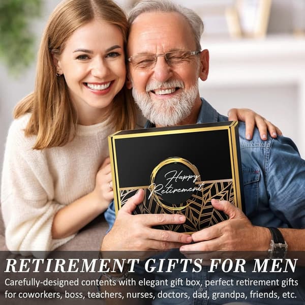 Happy Retirement Gift Set for Men – Funny Basket with Tumbler & Cap