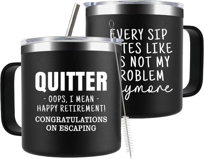 Funny Retirement Coffee Mug for Men - 14oz Black Tumbler