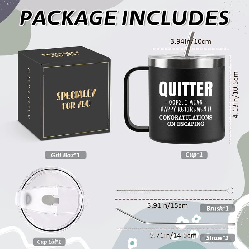 Funny Retirement Coffee Mug for Men - 14oz Black Tumbler