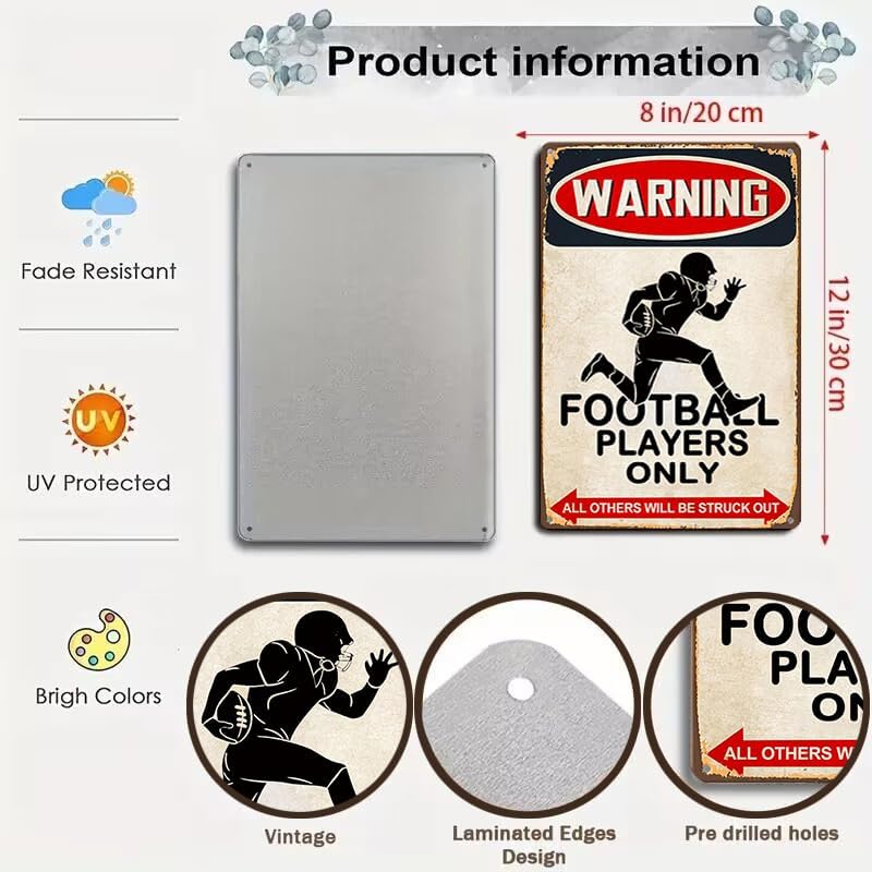 Easter Football Tin Sign for Boys Room Decor - 8x12 Inch