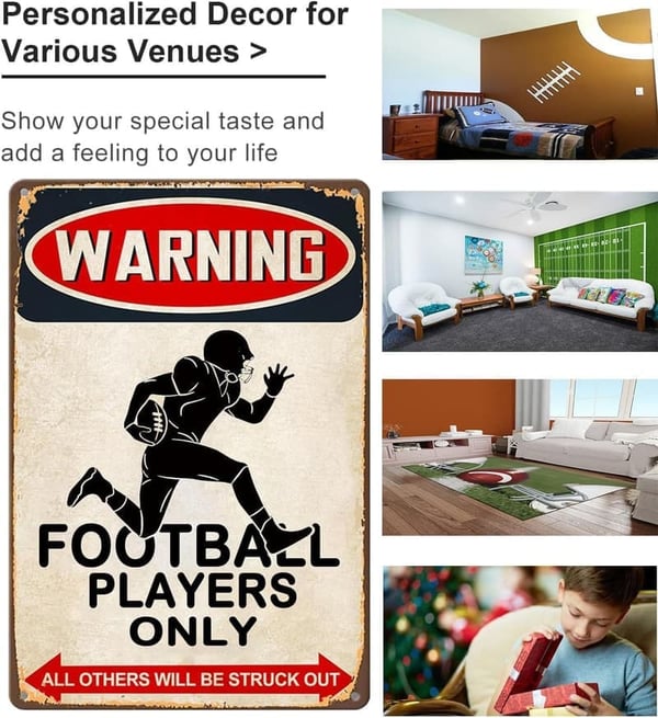 Easter Football Tin Sign for Boys Room Decor - 8x12 Inch