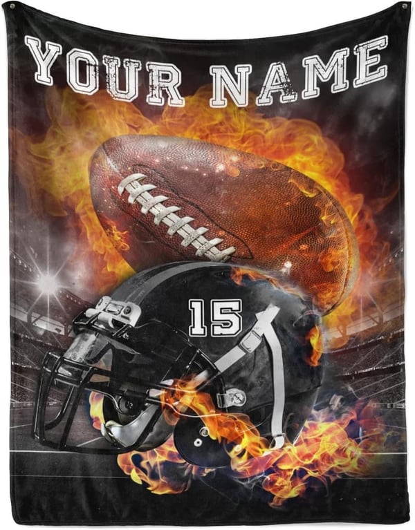 Custom Football Blanket for Player Fans - Personalized Name & Number