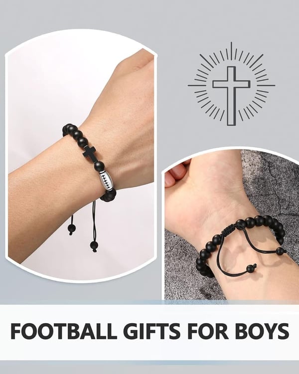 Natural Stone Baseball Soccer Bracelet for Son/Grandson