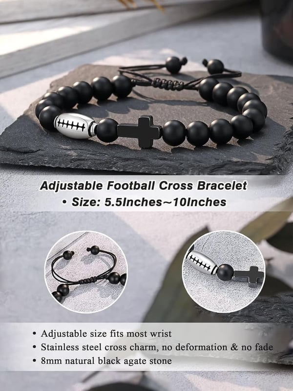 Natural Stone Baseball Soccer Bracelet for Son/Grandson
