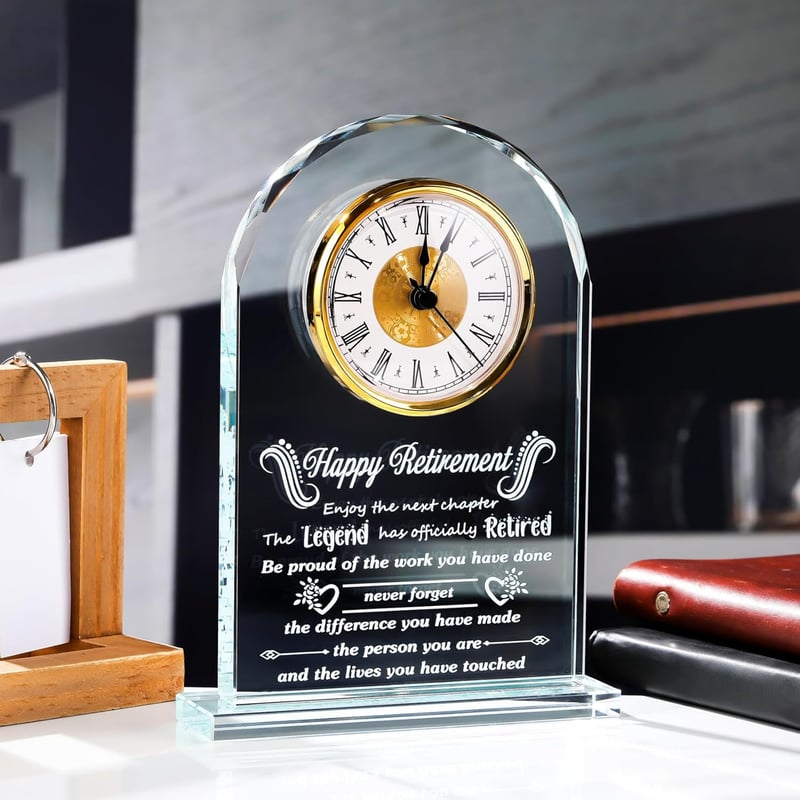 Retirement Crystal Clock Gift for Men and Women