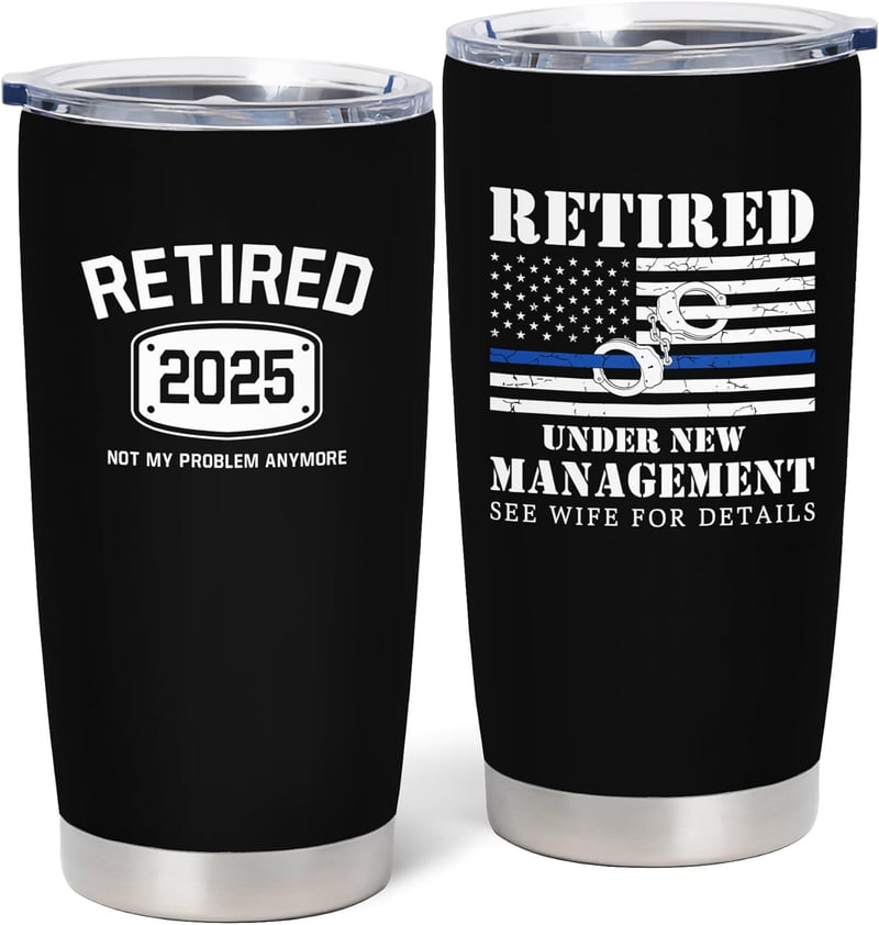 Police Retirement - 20oz Stainless Steel Tumbler for Men