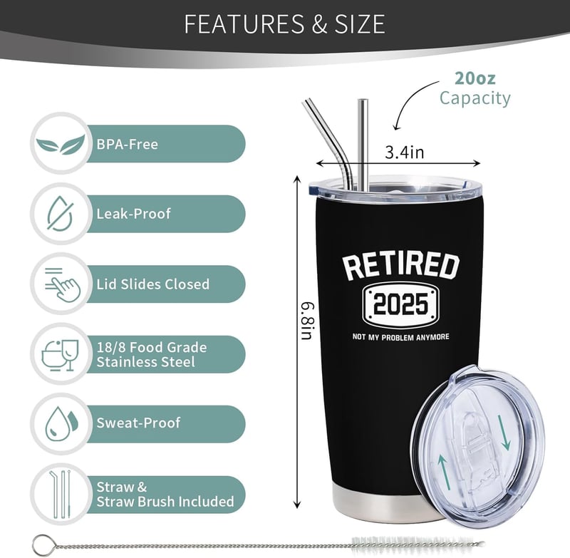 Police Retirement - 20oz Stainless Steel Tumbler for Men