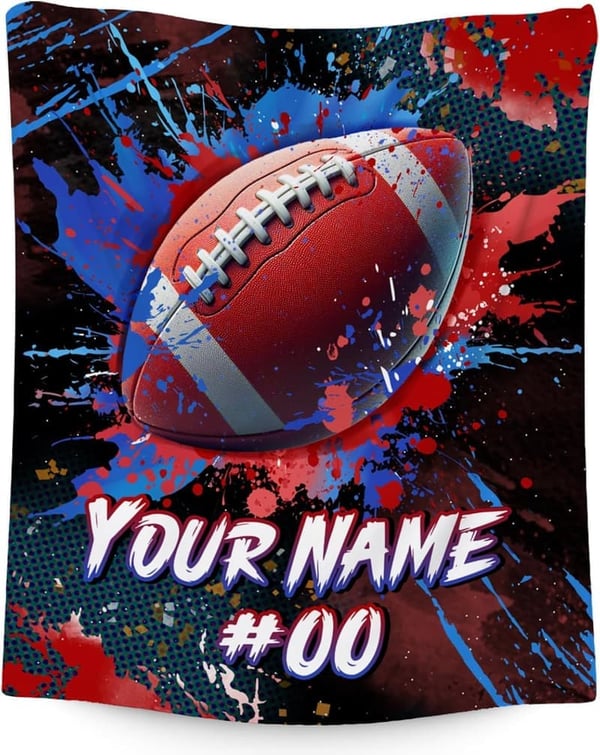 Football Theme Personalized Fleece Blanket for Kids - 40x50 Inches