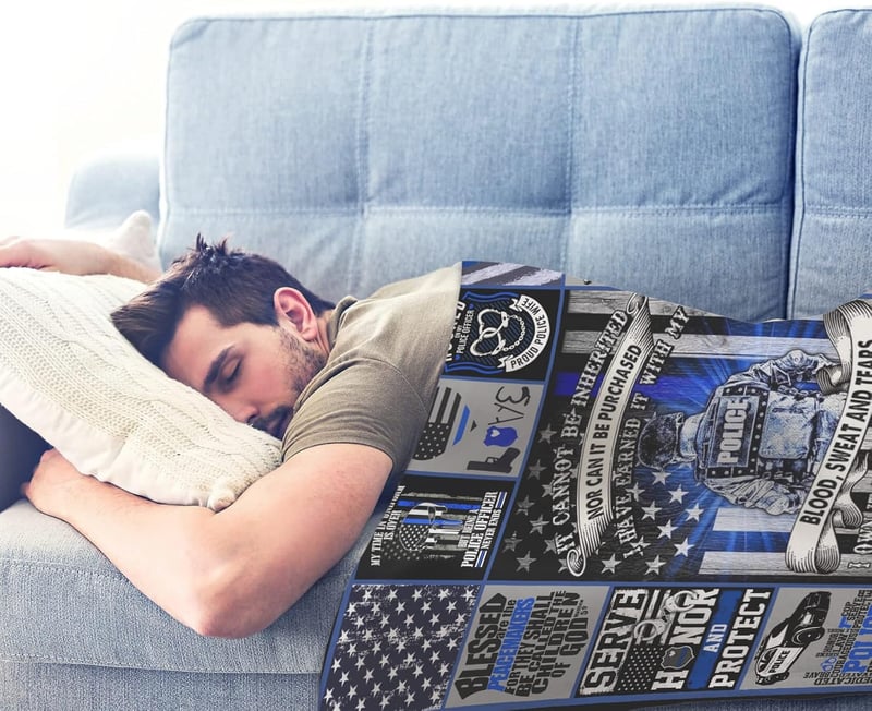 Thin Blue Line Blanket - Police Retirement & Graduation Gift