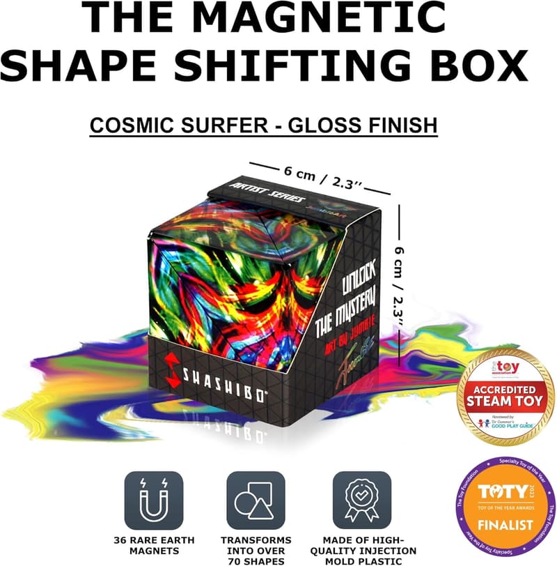 SHASHIBO Cosmic Surfer Magnetic Fidget Cube - 70+ Transformations