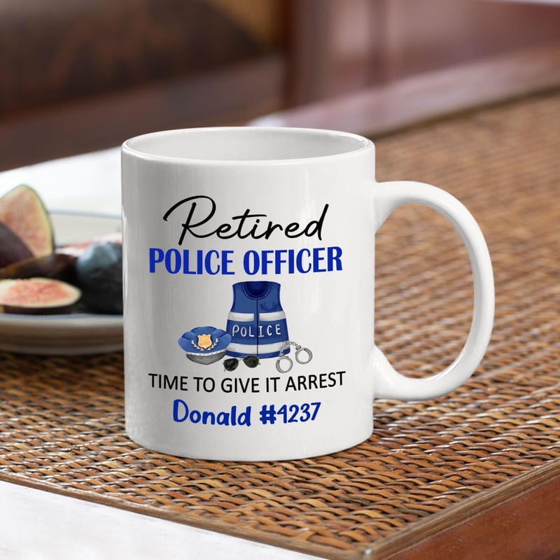 Retirement Coffee Mug for Police Officers - Personalized Ceramic