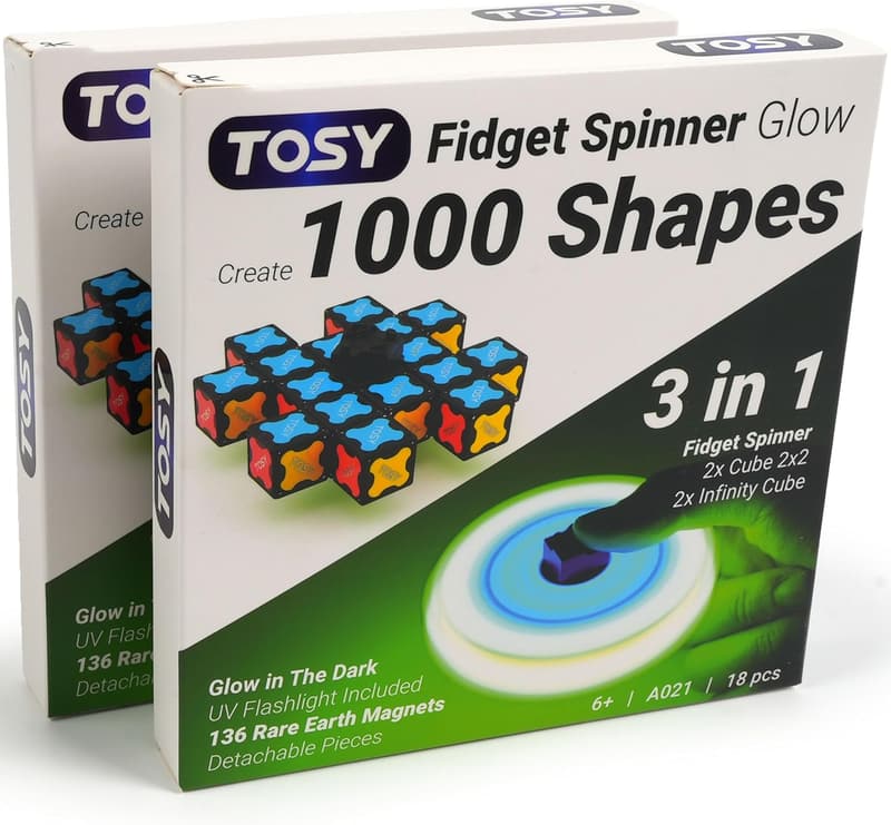 Glow-in-the-Dark Fidget Spinner & Puzzle Cube Set - 2-Pack