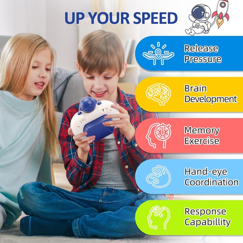 LED Fast Push Bubble Game - Sensory Toy for Kids 3-12