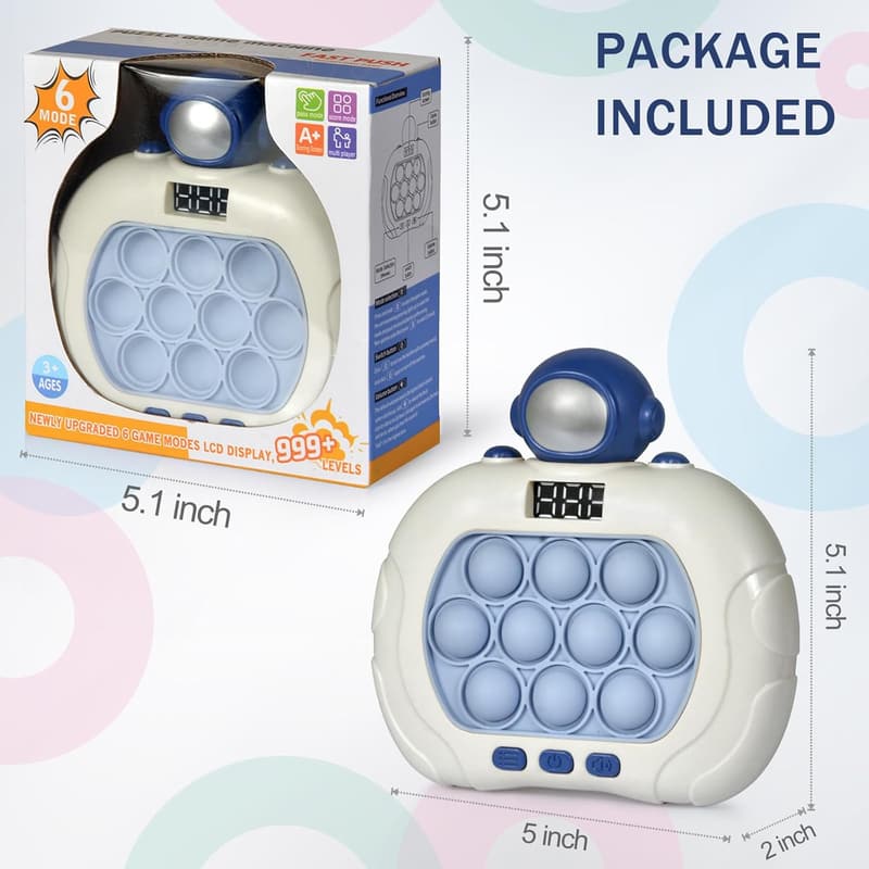 LED Fast Push Bubble Game - Sensory Toy for Kids 3-12
