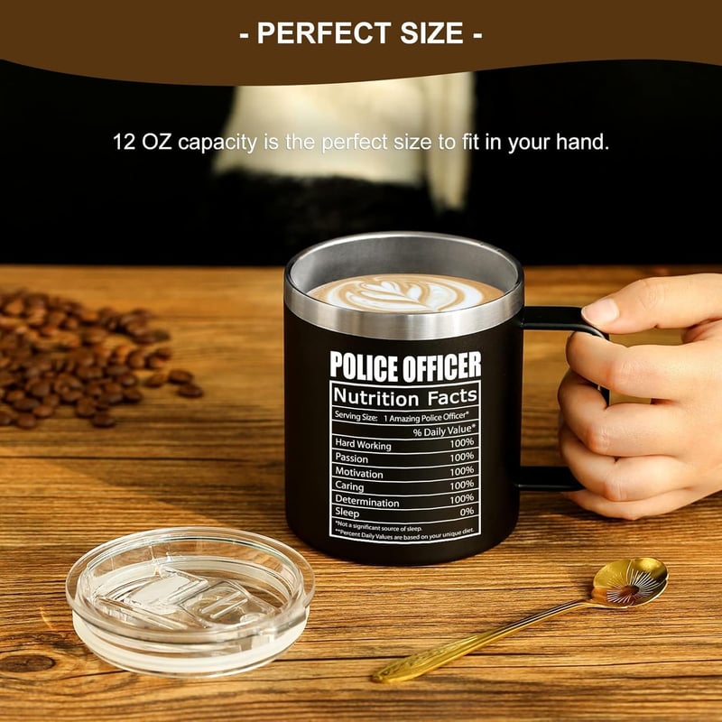 Thin Blue Line Stainless Steel Coffee Mug for Police Officers