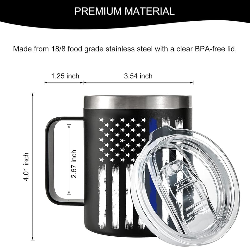 Thin Blue Line Stainless Steel Coffee Mug for Police Officers