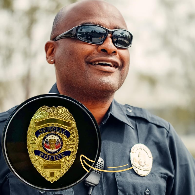 Badge Display Case with Stand - Shadow Box for Police & Firefighters