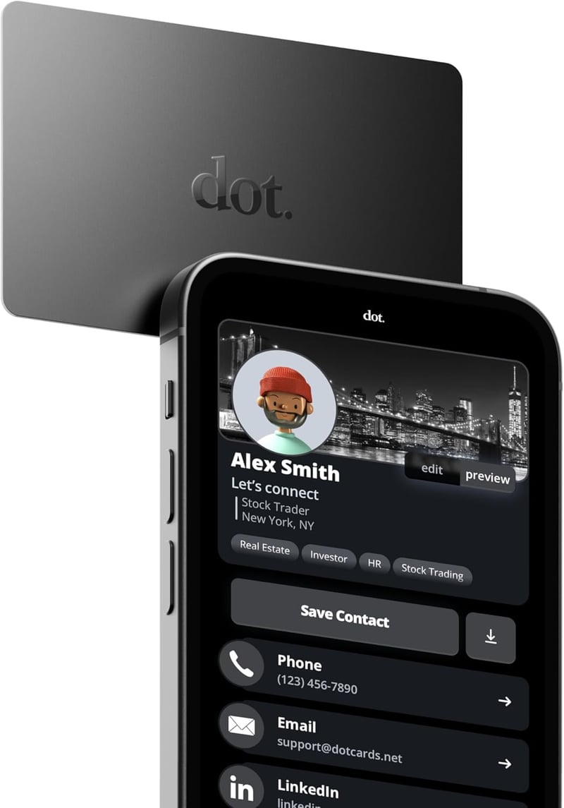 Digital Business Card - Tap to Share - Black for iPhone & Android