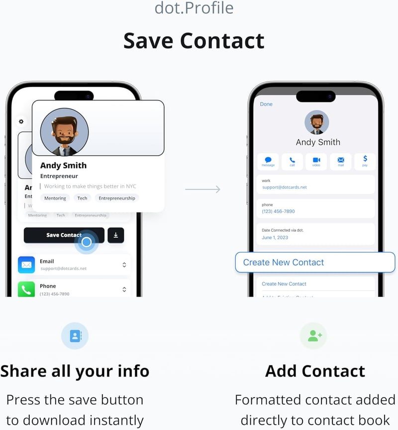 Digital Business Card - Tap to Share - Black for iPhone & Android