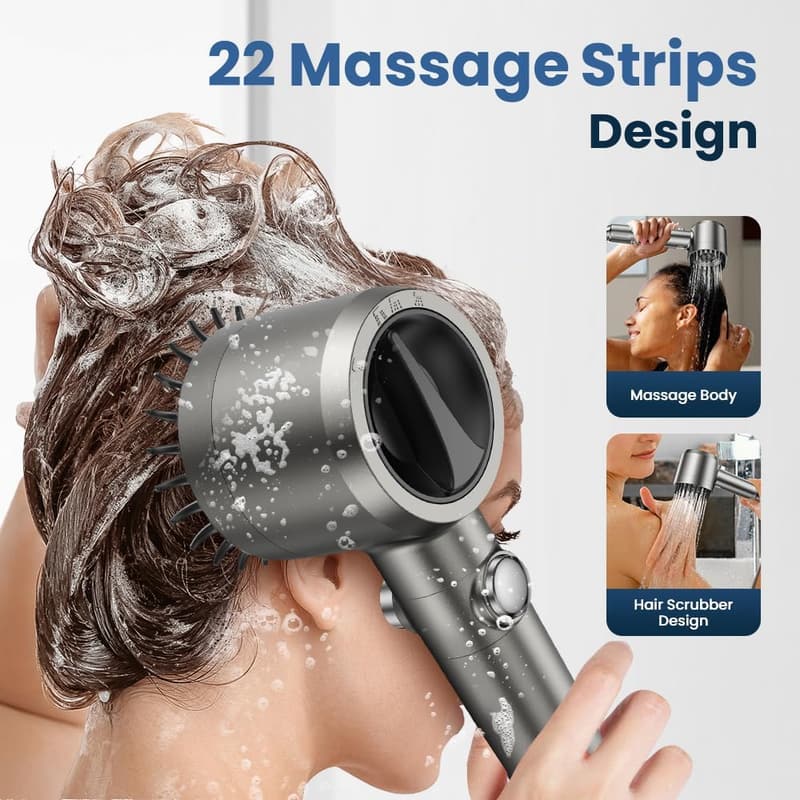 High-Pressure Handheld Shower Head with 4 Spray Modes & ON/OFF Switch