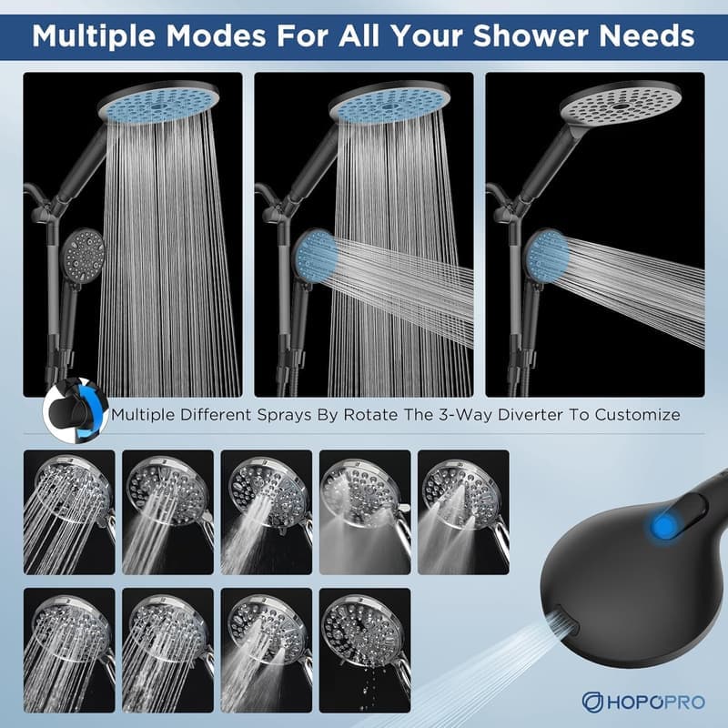 High Pressure 15-Mode Handheld Shower Head Combo Set