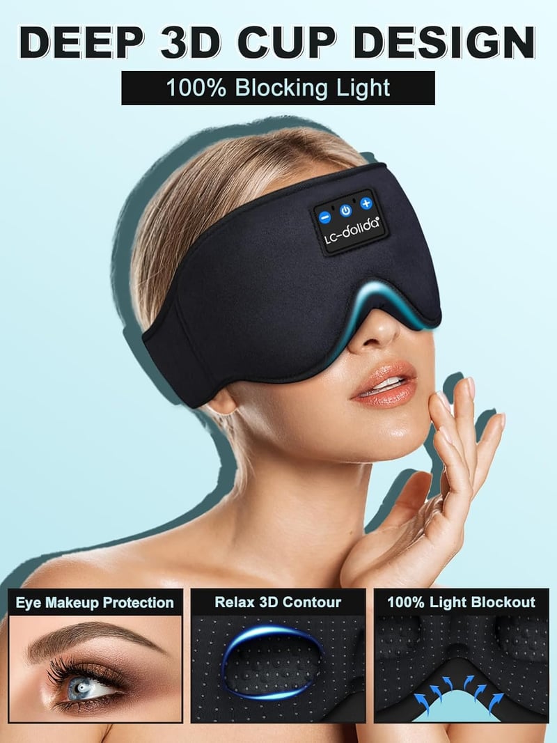 Bluetooth Sleep Mask with Wireless Headphones for Side Sleepers