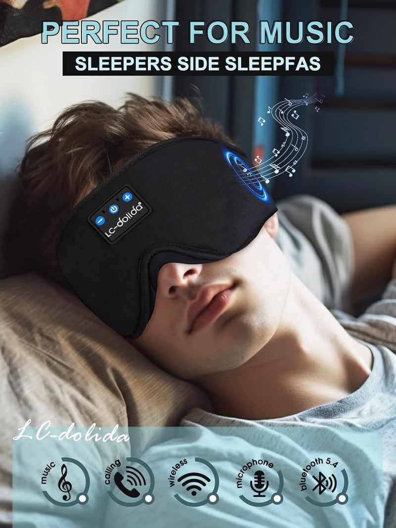 Bluetooth Sleep Mask with Wireless Headphones for Side Sleepers