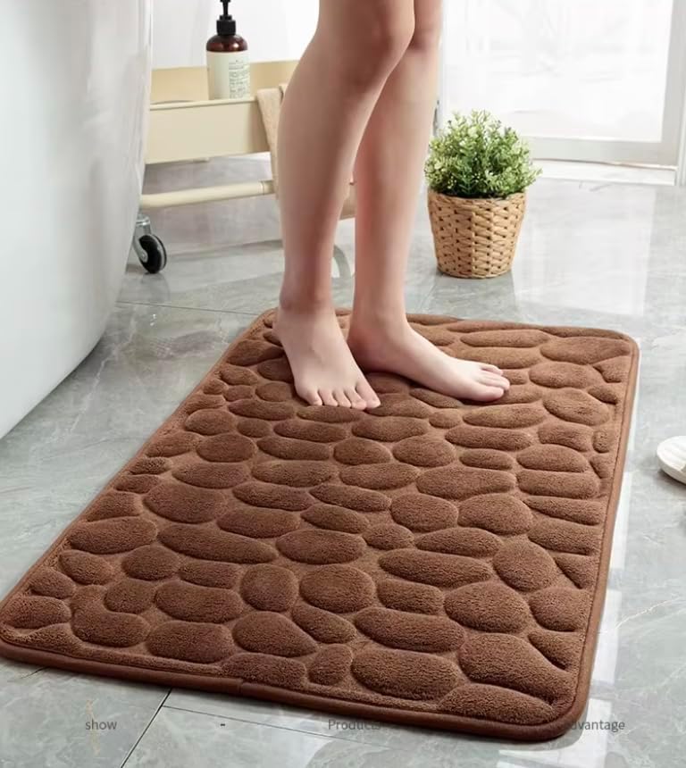 Non-Slip Memory Foam Bath Mat, Pebble Pattern, 16x24 inches