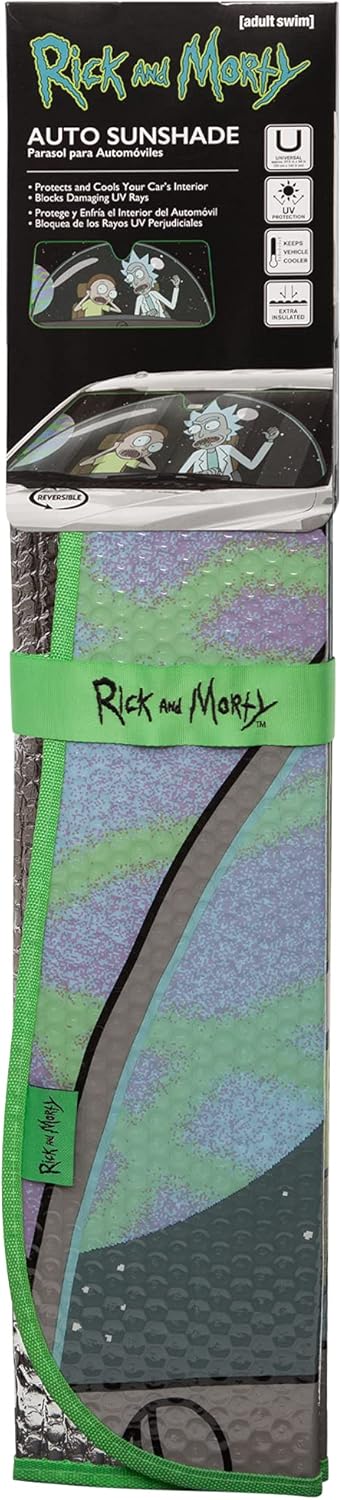 Rick and Morty Accordion Sunshade - Silver Adjustable Shade