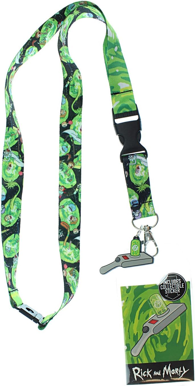 Rick and Morty Lanyard with ID Holder and Portal Gun Charm