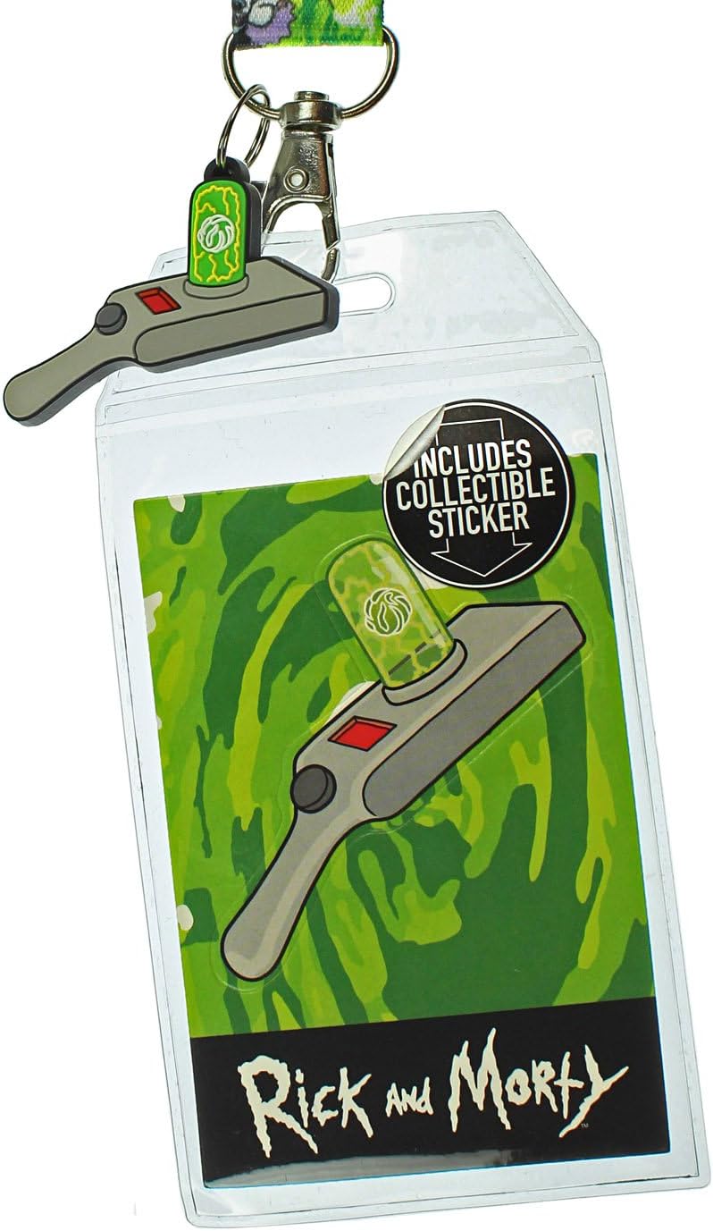Rick and Morty Lanyard with ID Holder and Portal Gun Charm