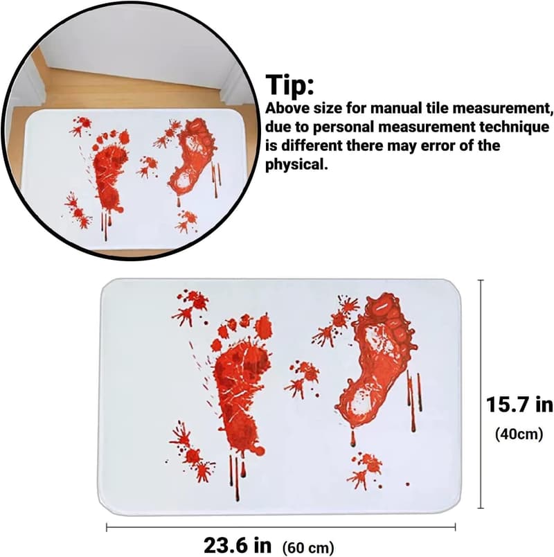 Halloween Blood Footprint Bath Mat - Non-Slip Prank Rug