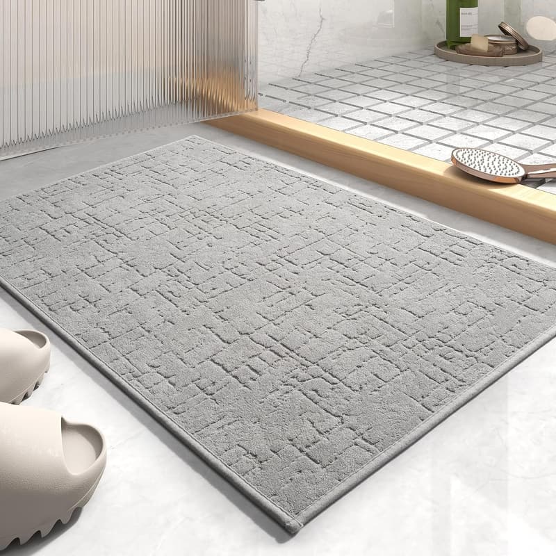 Super Absorbent Bath Mat with Rubber Backing - Quick Dry Floor Rug