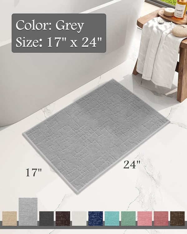 Super Absorbent Bath Mat with Rubber Backing - Quick Dry Floor Rug