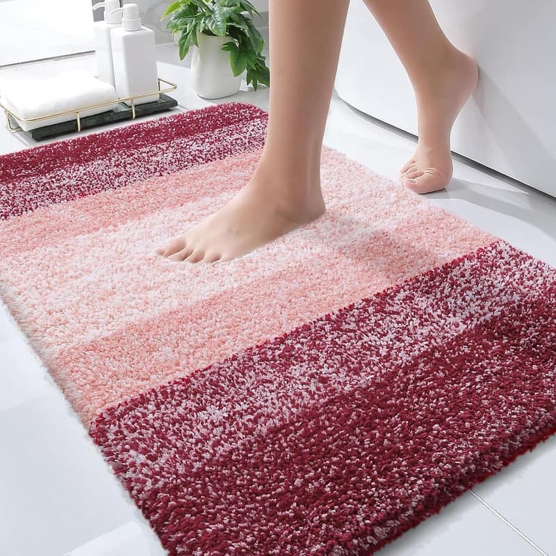 Extra Soft Microfiber Bath Rugs - Red, 30x20, Quick Dry & Machine Washable