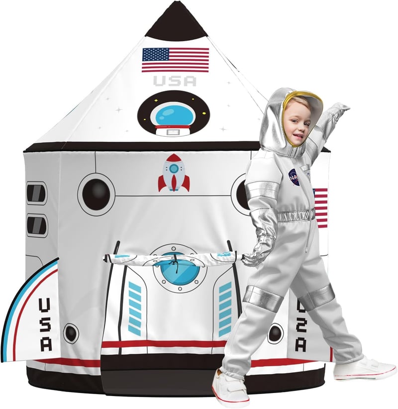 Astronaut Costume & Spaceship Tent Set for Kids 3-6 Years