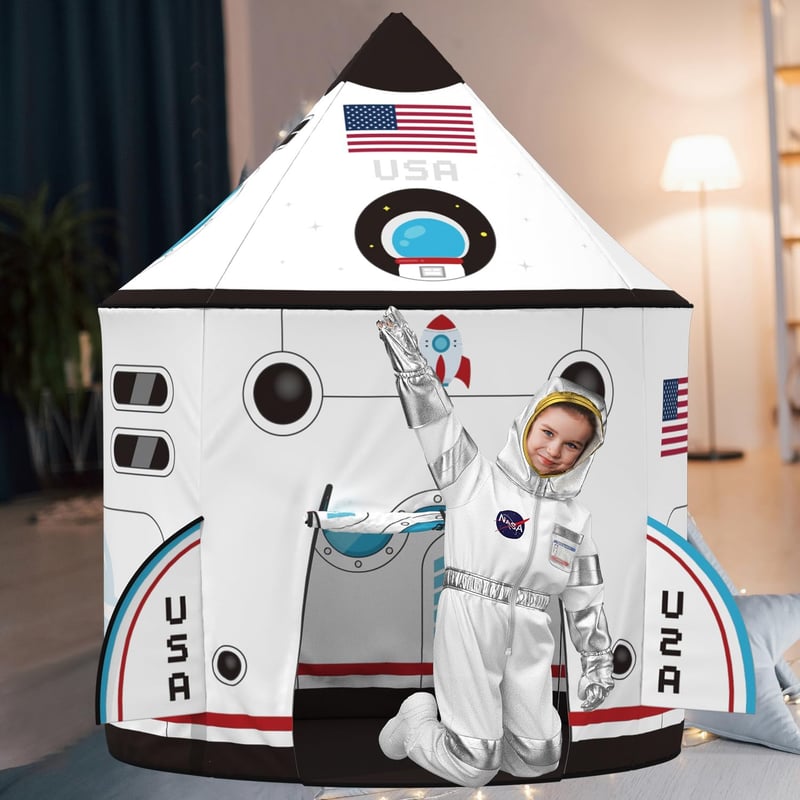 Astronaut Costume & Spaceship Tent Set for Kids 3-6 Years