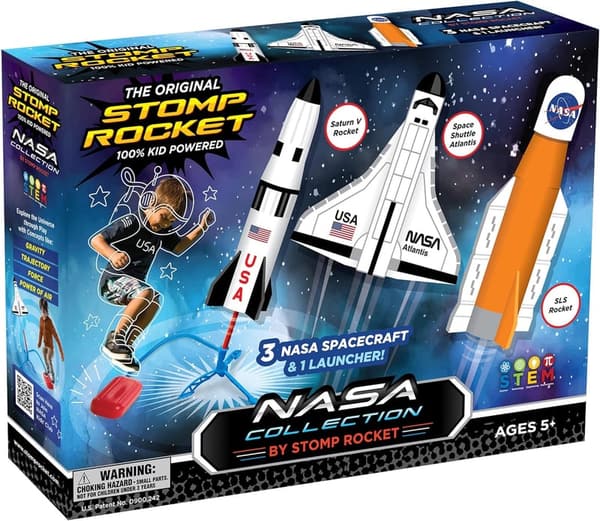 STEM Rocket Launcher for Kids – 3 Foam NASA Rockets