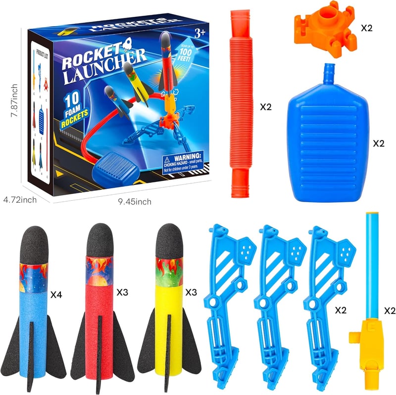 Outdoor Foam Rocket Launcher Set for Kids – Fun Birthday Gift (2 Pack)
